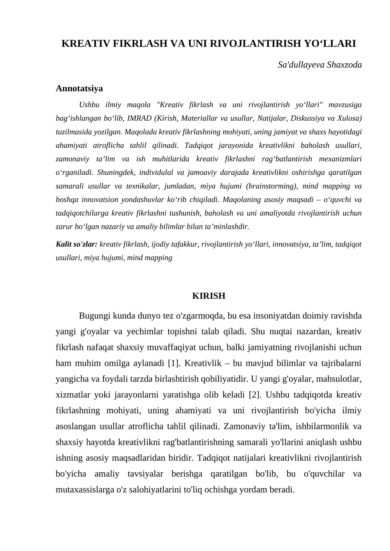 KREATIV FIKRLASH VA UNI RIVOJLANTIRISH YOʻLLARI 1