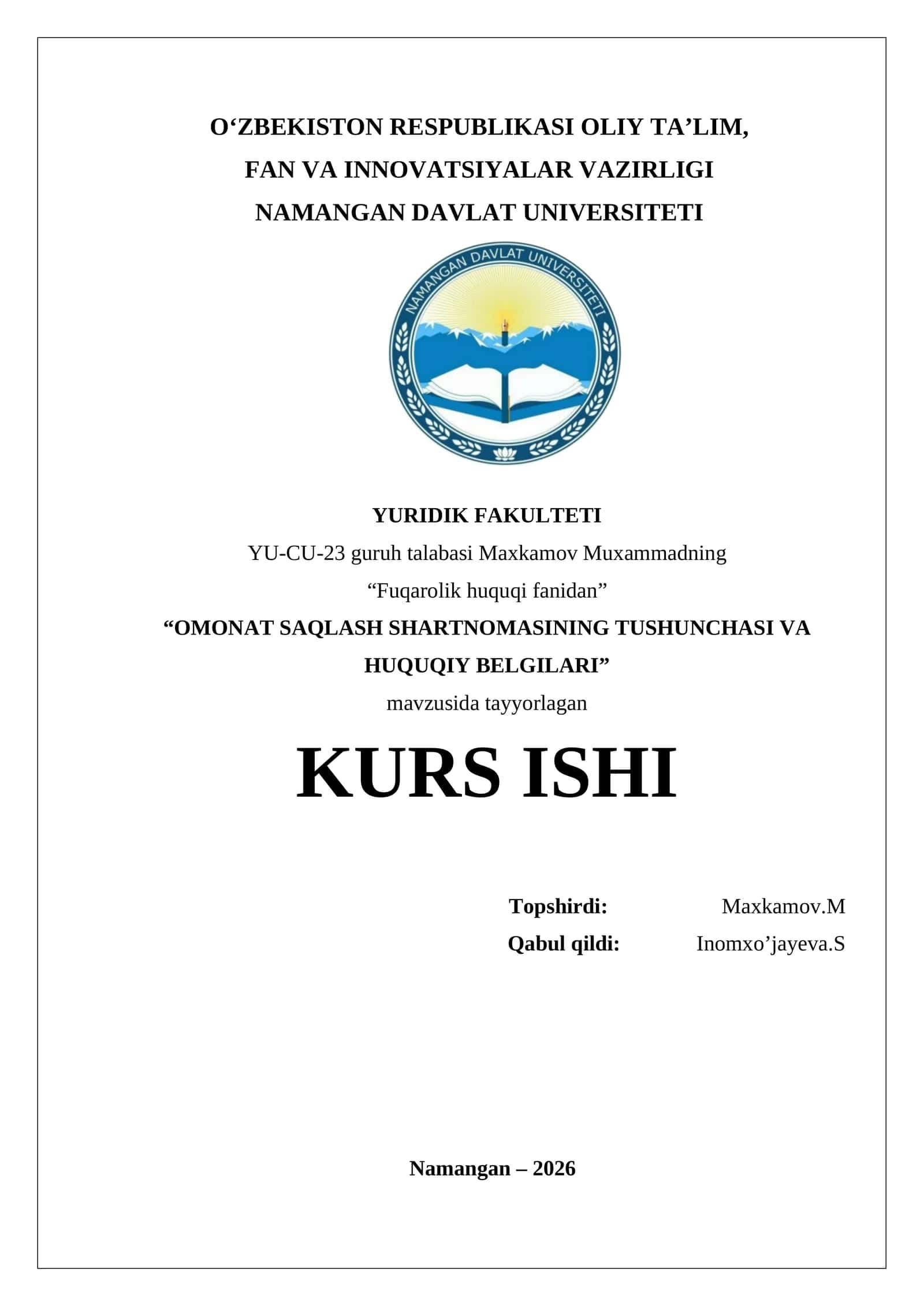 OMONAT SAQLASH SHARTNOMASINING TUSHUNCHASI VA HUQUQIY BELGILARI 1