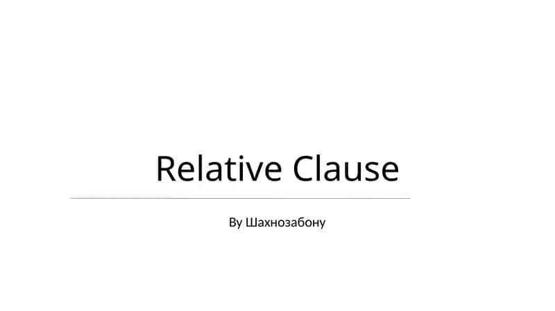 Relative Clause 1
