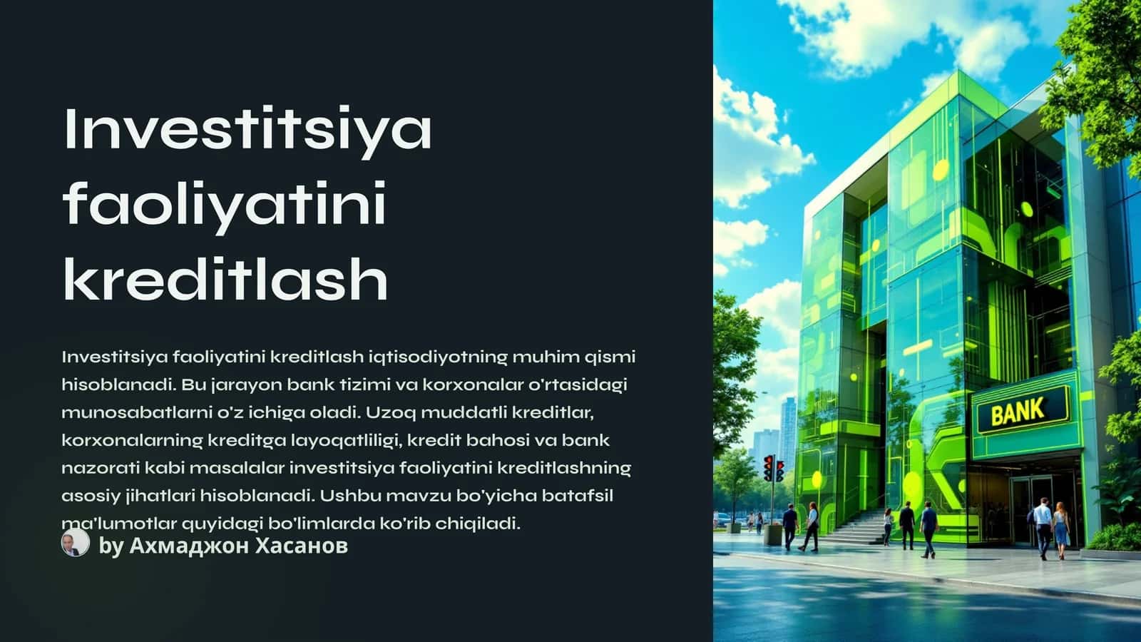 Investitsiya faoliyatini kreditlash 1