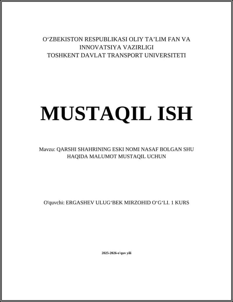 Qarshi shahrining eski nomi Nasaf 1