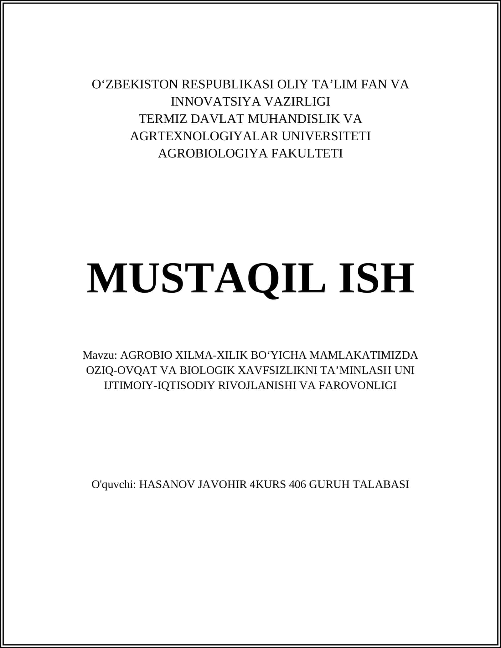 Agrobiologik xilma-xillik va milliy oziq-ovqat xavfsizligi strategiyalari 1