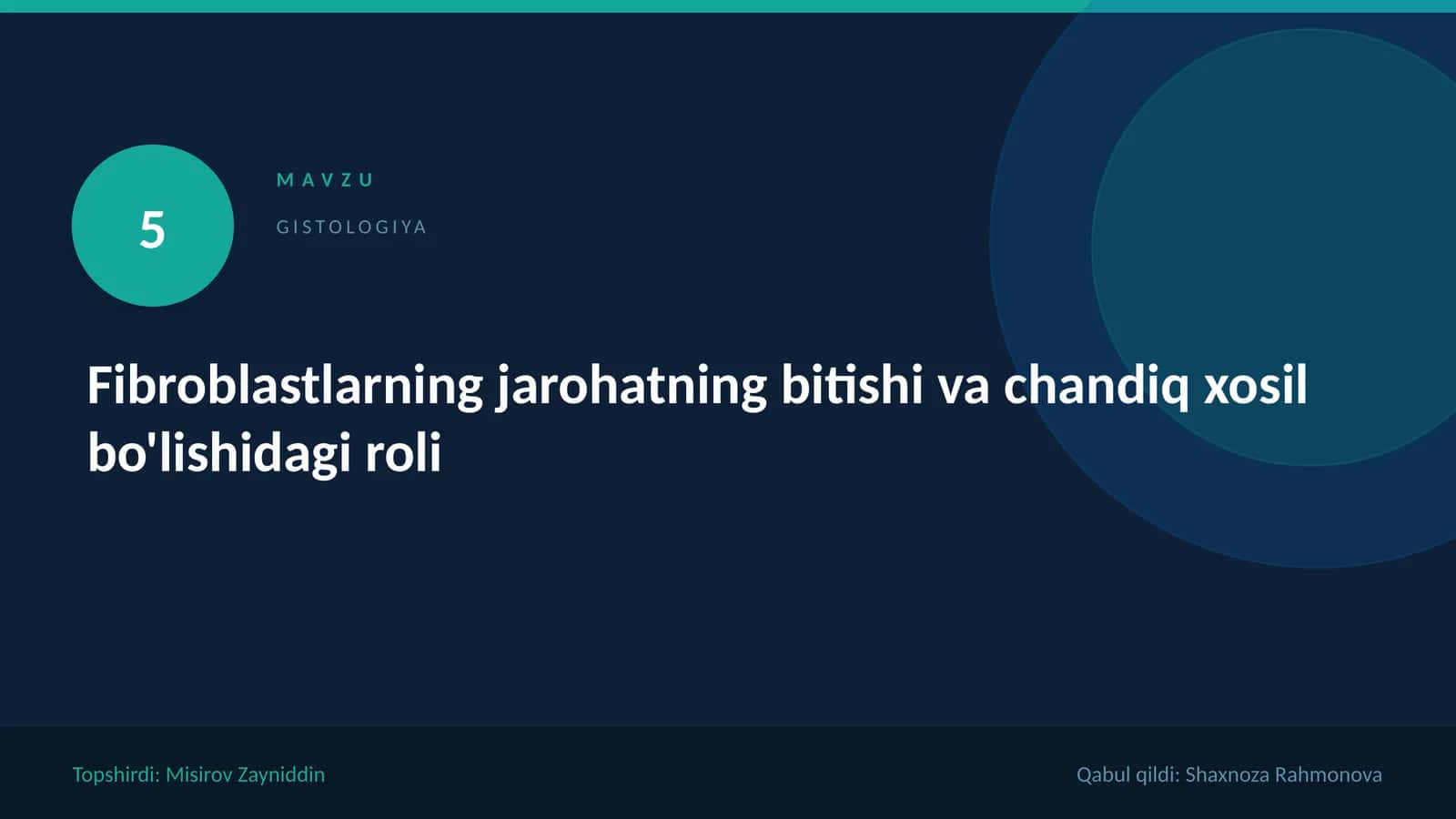 Fibroblastlarning jarohatning bitishi 1