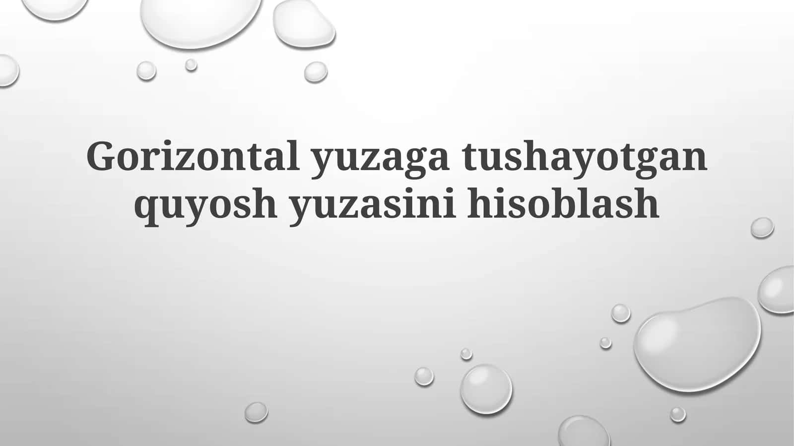 Gorizontal yuzaning tushunchasi 1