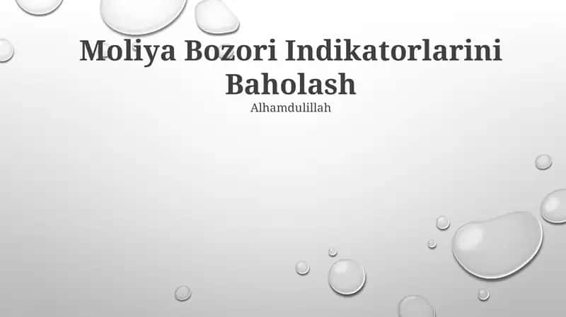 Moliya Bozori Indikatorlarini Baholash 1