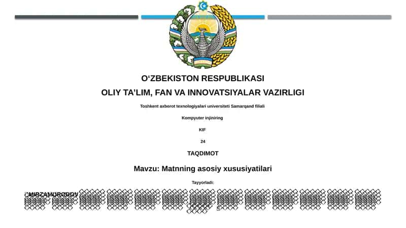 Matnning asosiy xususiyatilari 1