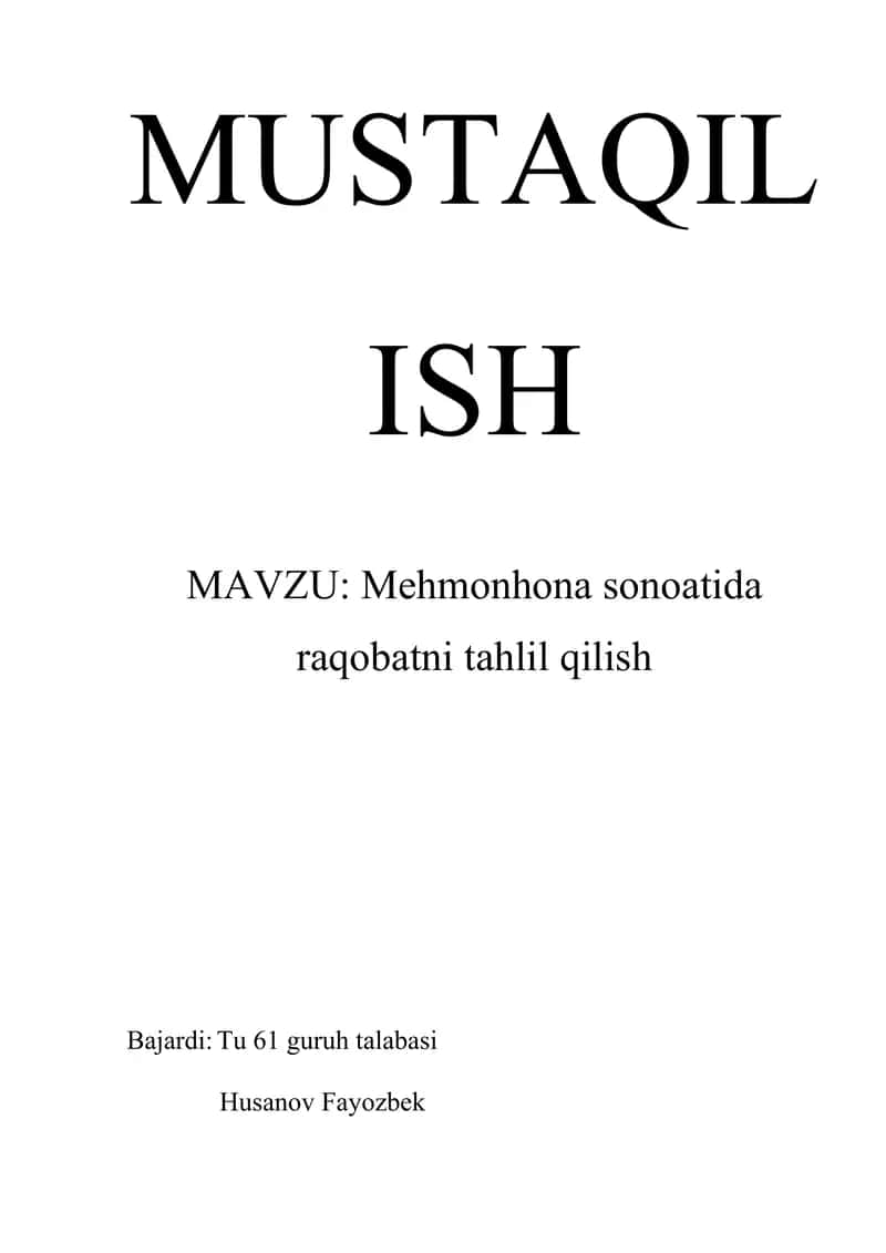 Mehmonhona sonoatida raqobatni tahlil qilish 1