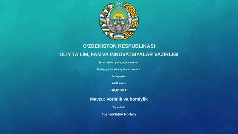 Vorislik va homiylik 1