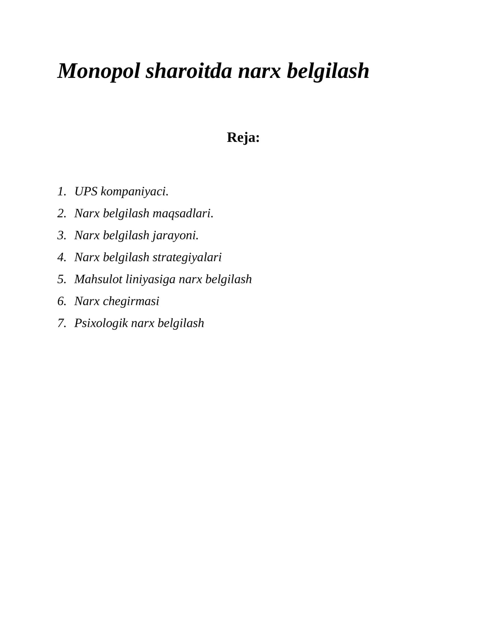 Narx belgilash 1