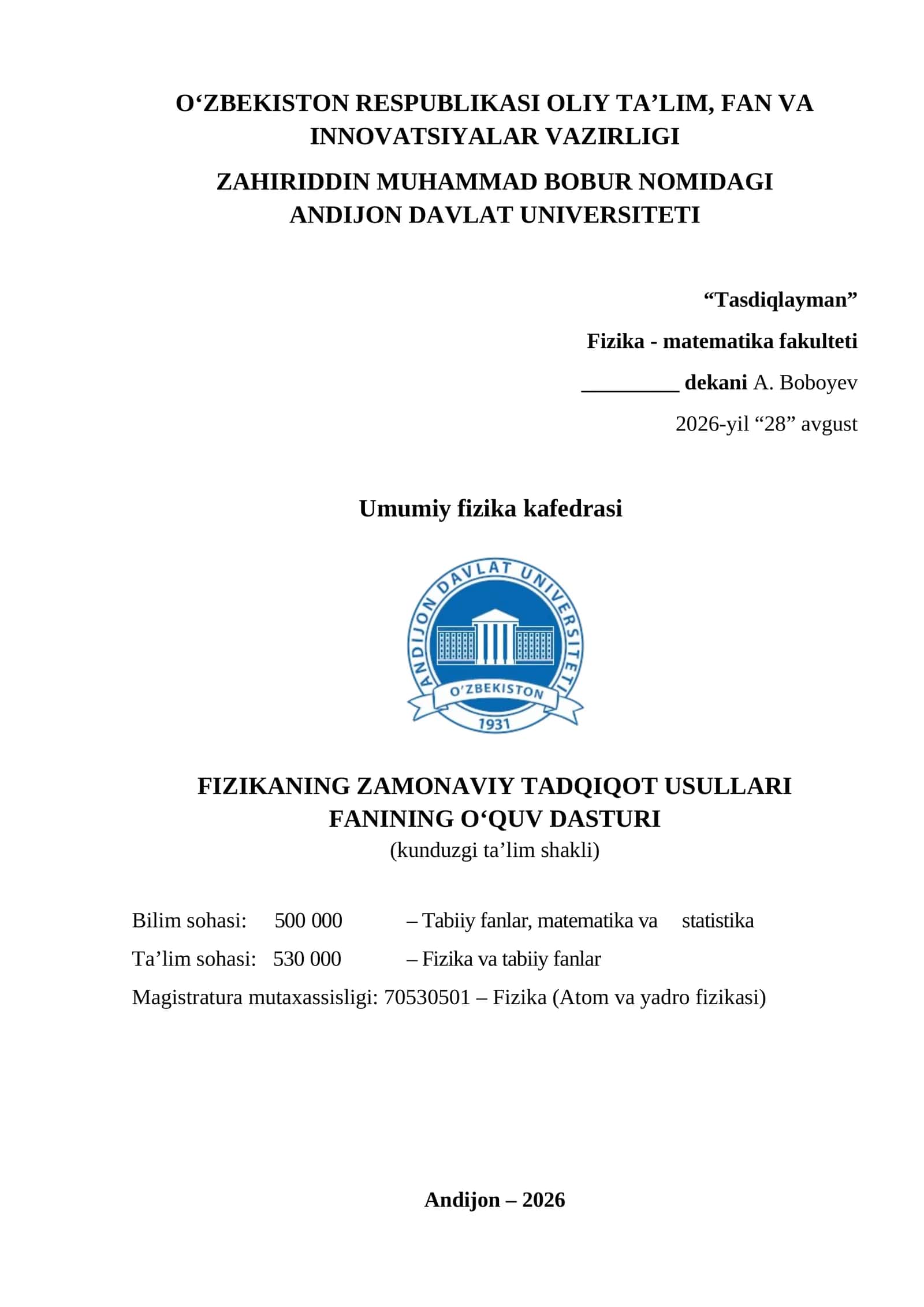 FIZIKANING ZAMONAVIY TADQIQOT USULLARI 1