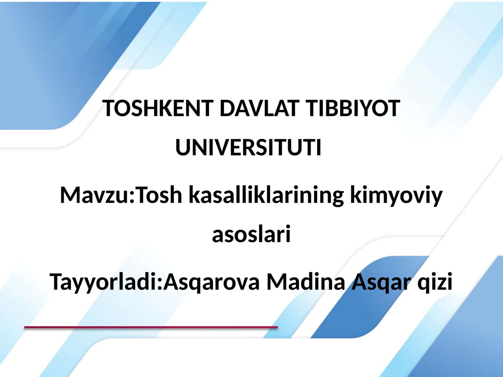 Tosh kasalliklarining kimyoviy asoslari 1