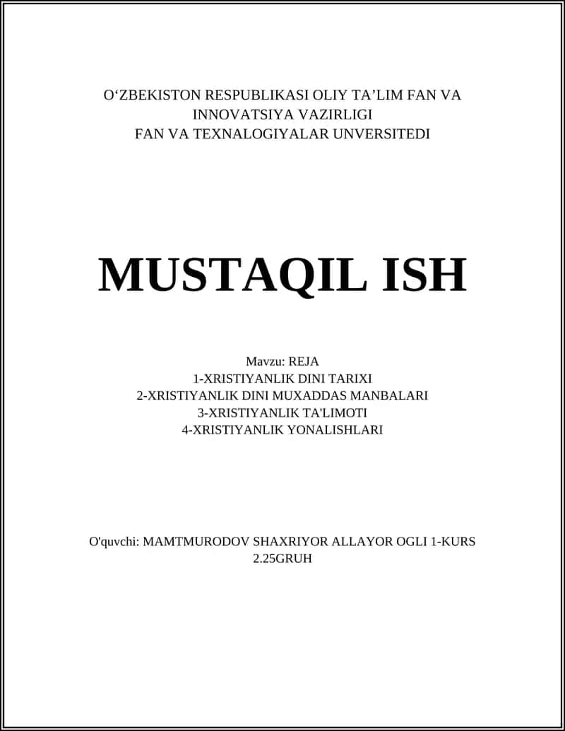 Iso Masihning hayoti va ta'limoti 1