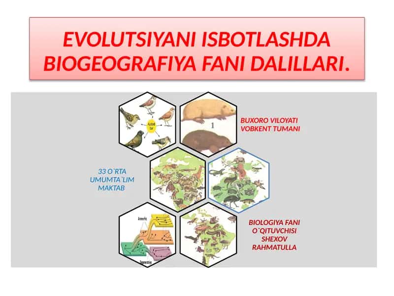EVOLUTSIYANI ISBOTLASHDABIOGEOGRAFIYA FANIDALILLARI 1