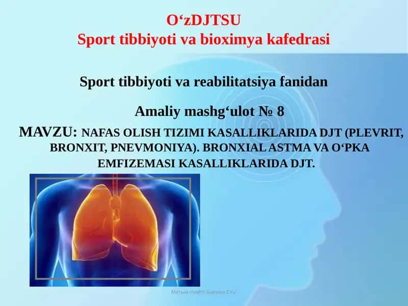 Sport tibbiyotiva bioximya kafedrasi 1