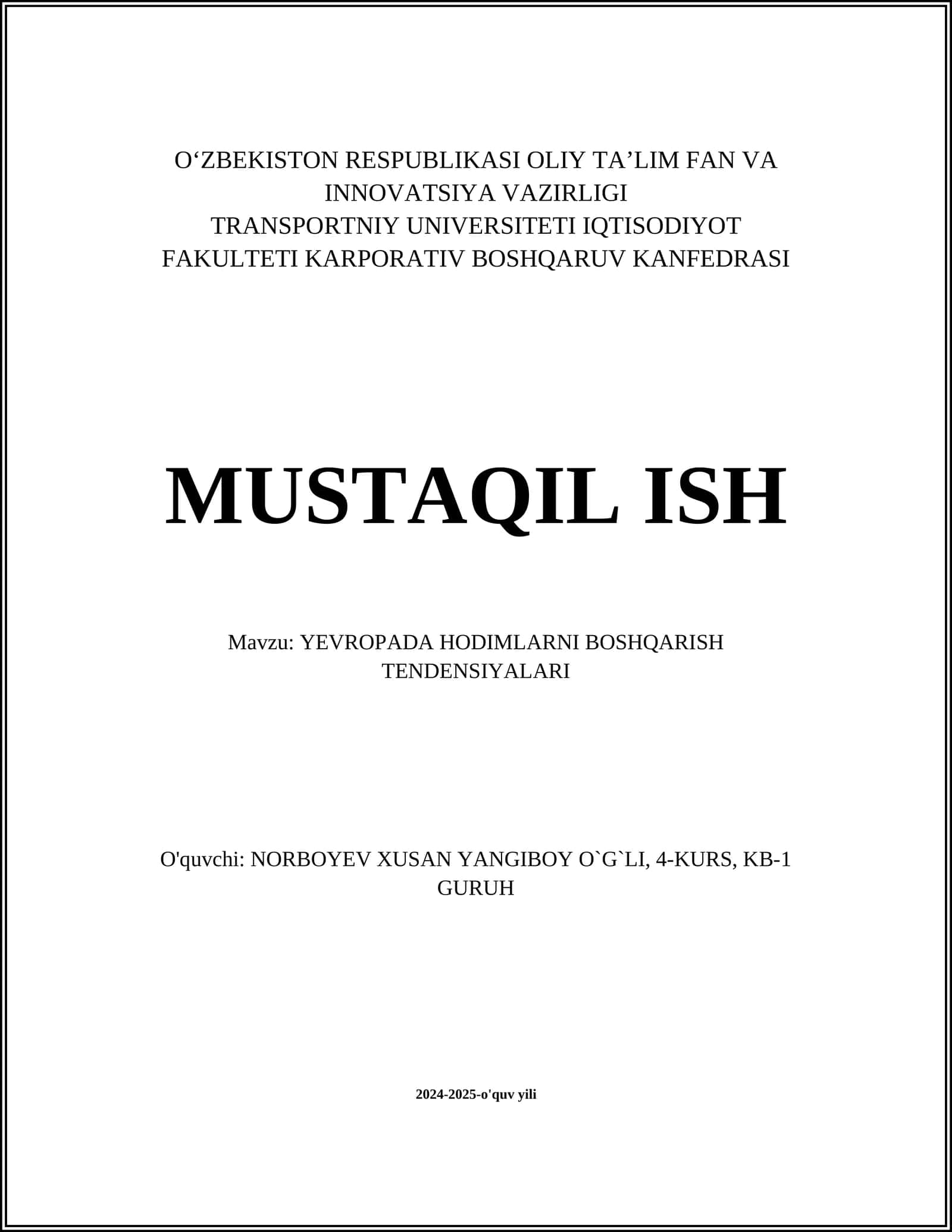 YEVROPADA HODIMLARNI BOSHQARISH TENDENSIYALARI 1