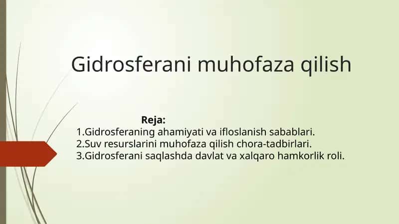Gidrosfera muhofazalash 1