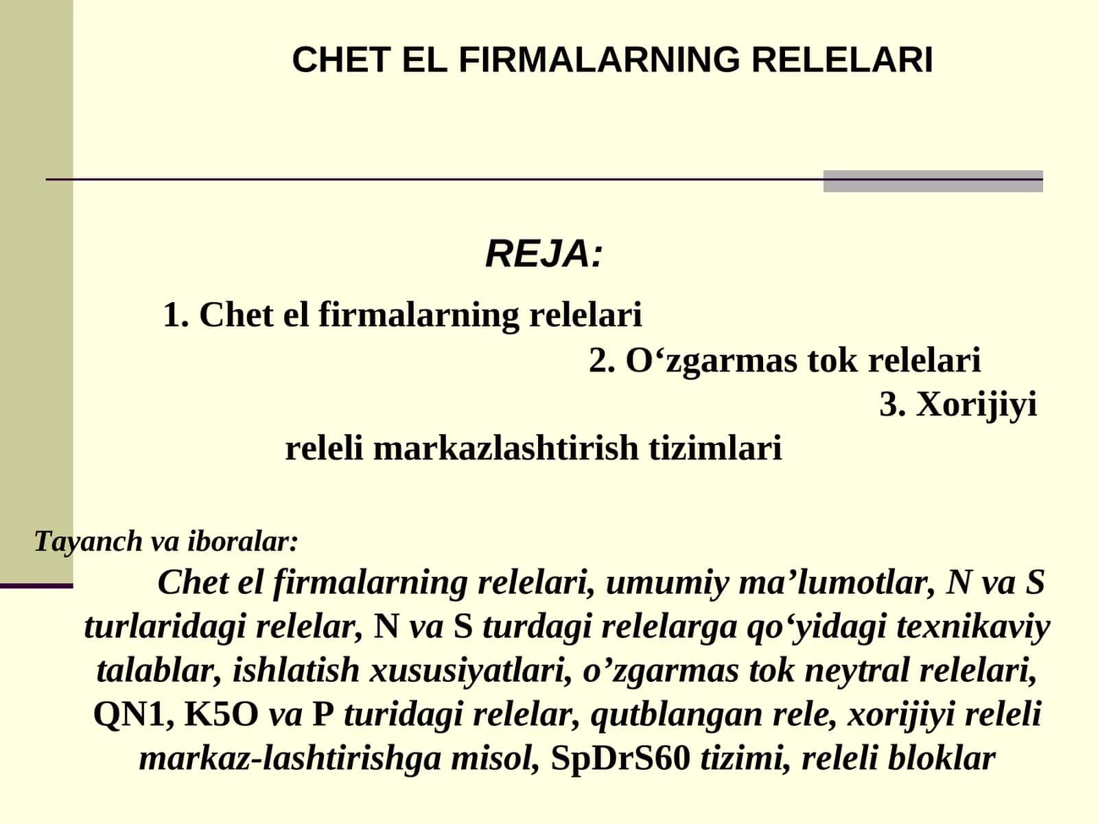 Chet el firmalarning relelari 1