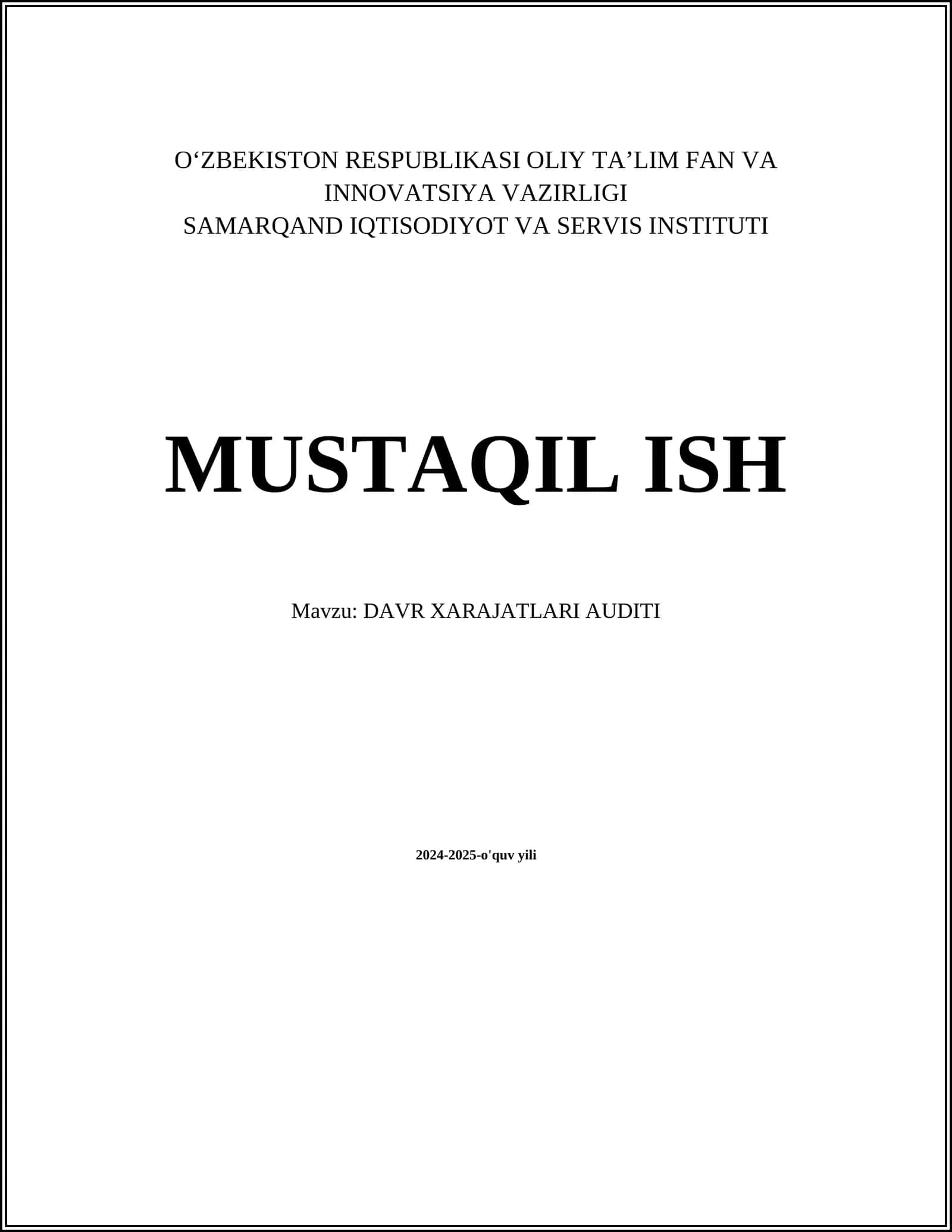 DAVR XARAJATLARI AUDITI 1
