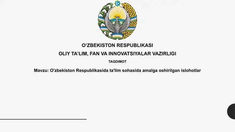 O'zbekiston Respublikasi ta'lim sohasidagi islohotlar 1