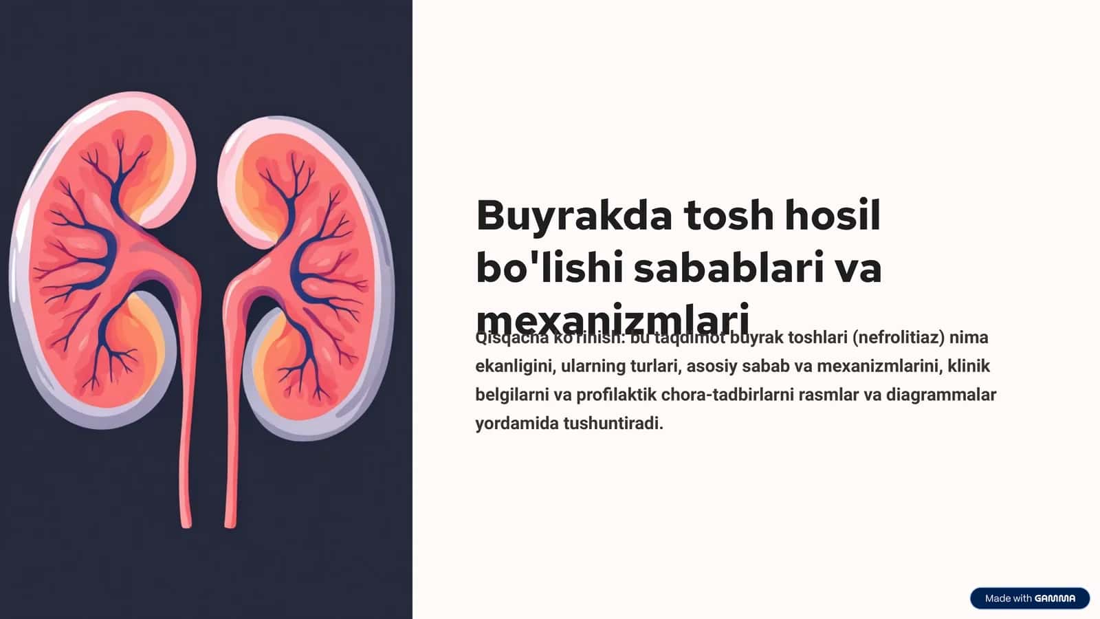 Buyrakda tosh hosil bo'lishi sabablari va mexanizmlari 1