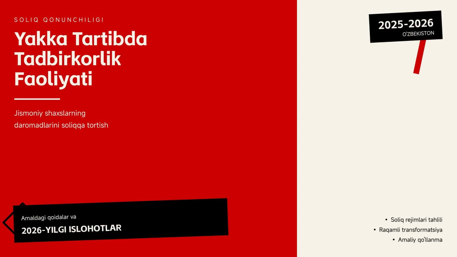 SOLIQ QONUNCHILIGI Yakka Tartibda Tadbirkorlik Faoliyati 1