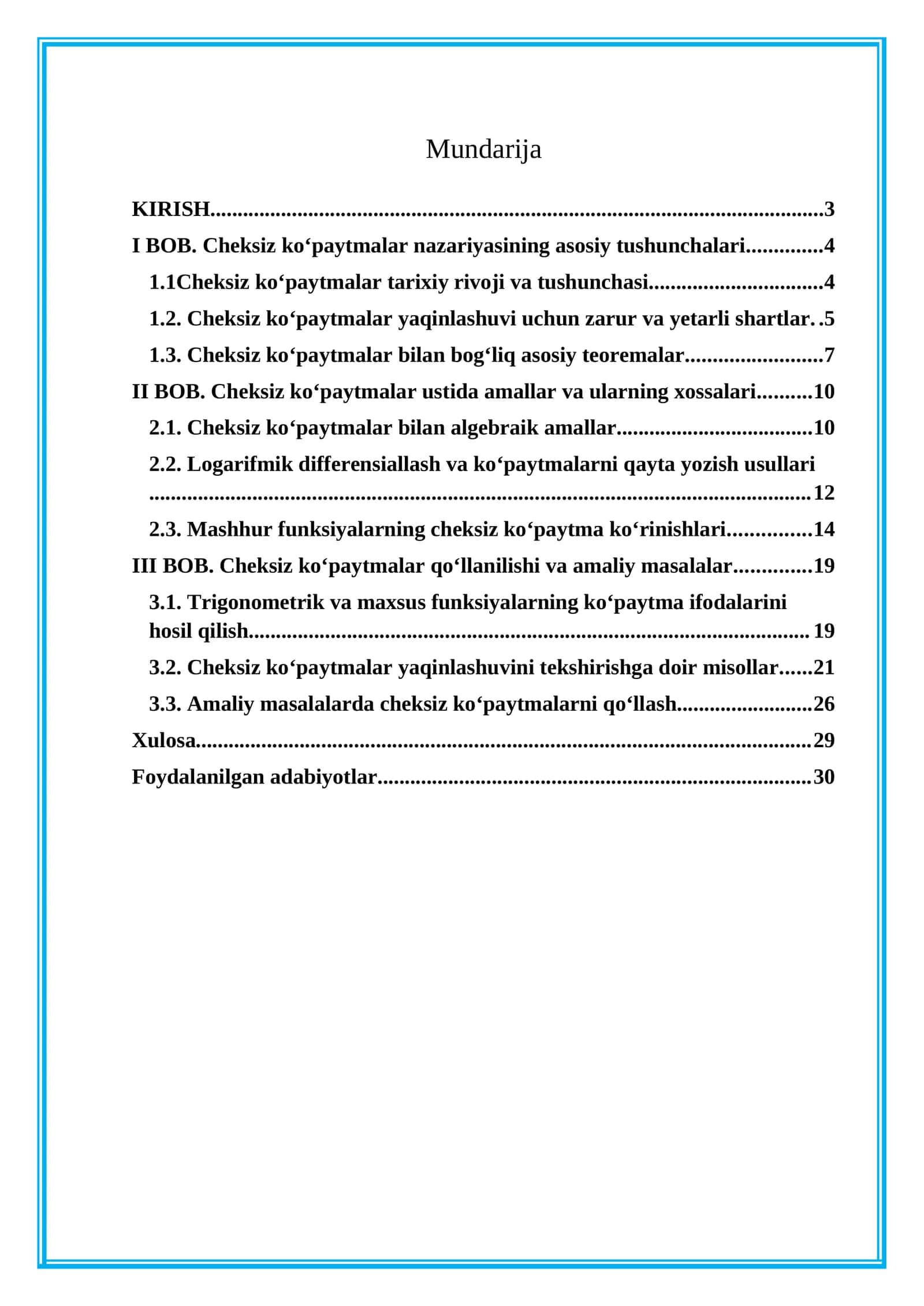 cheksiz koʻpaytmalar 1