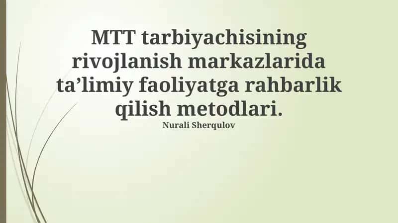 Ta’lim tadbirlarini Olib Borish Metodlari 1