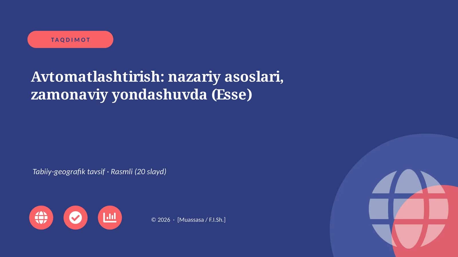Avtomatlashtirish: nazariy asoslari, zamonaviy yondashuvda (Esse) 1
