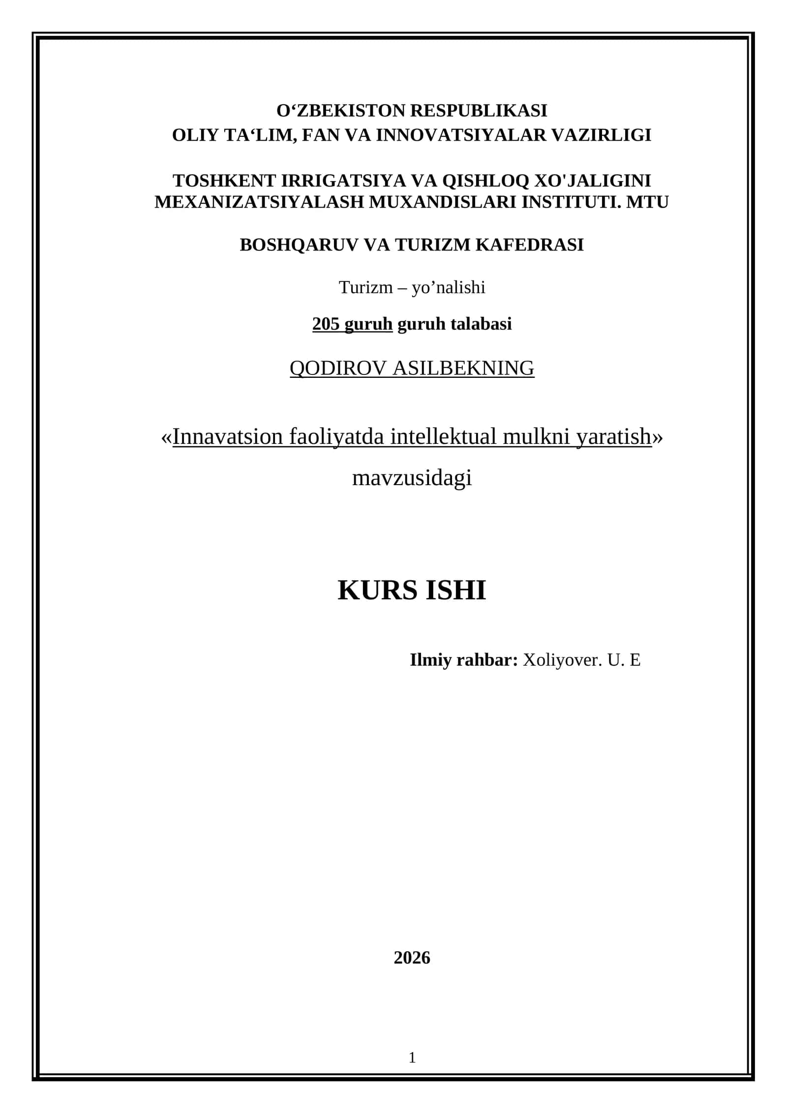 Innavatsion faoliyatda intellektual mulkni yaratish 1