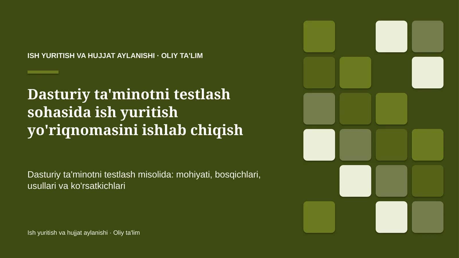 Ish yuritish va hujjat aylanishi · Oliy ta'lim 1