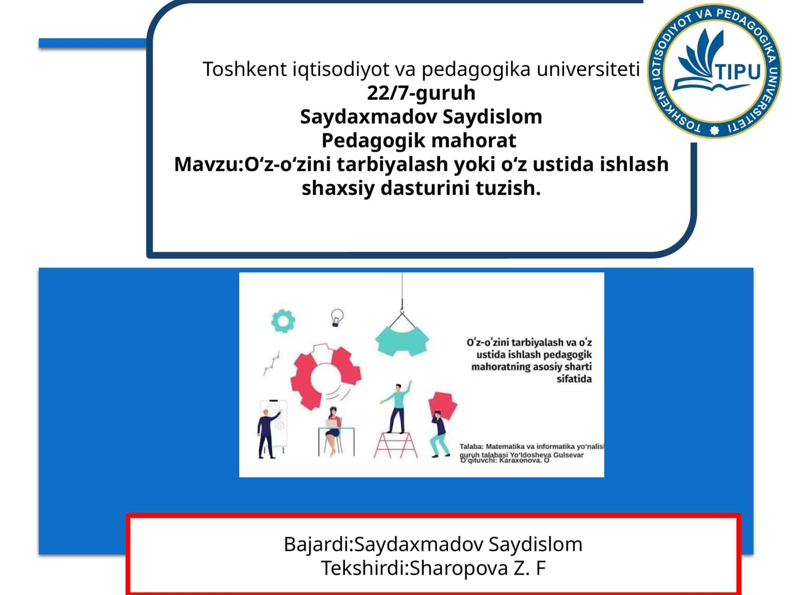 Shaxsiyat tahlil 1