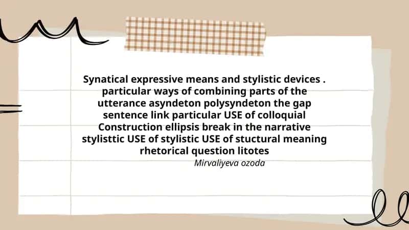 Synatical expressive means and stylistic devices 1