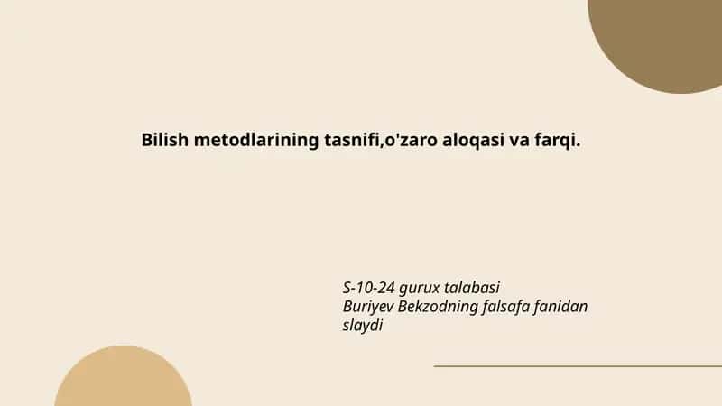 Buriyev Bekzodning falsafa fanidan slaydi 1
