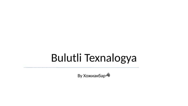 Bulutli Texnalogya 1