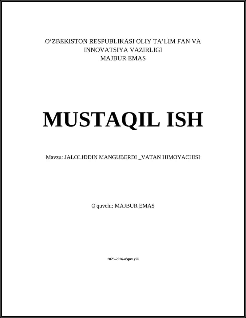 JALOLIDDIN MANGUBERDI _VATAN HIMOYACHISI 1