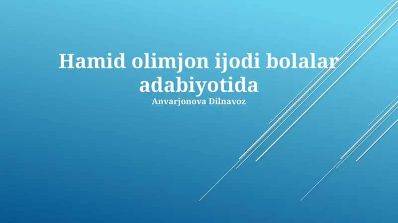 Hamid Olimjon bolalar adabiyotida 1