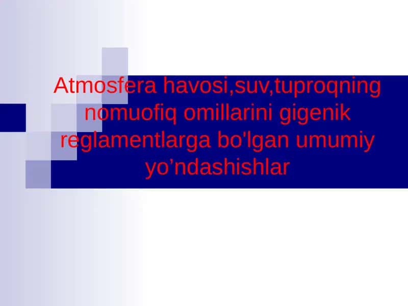 Kommunal gigiena sohasida suv taminoti 1