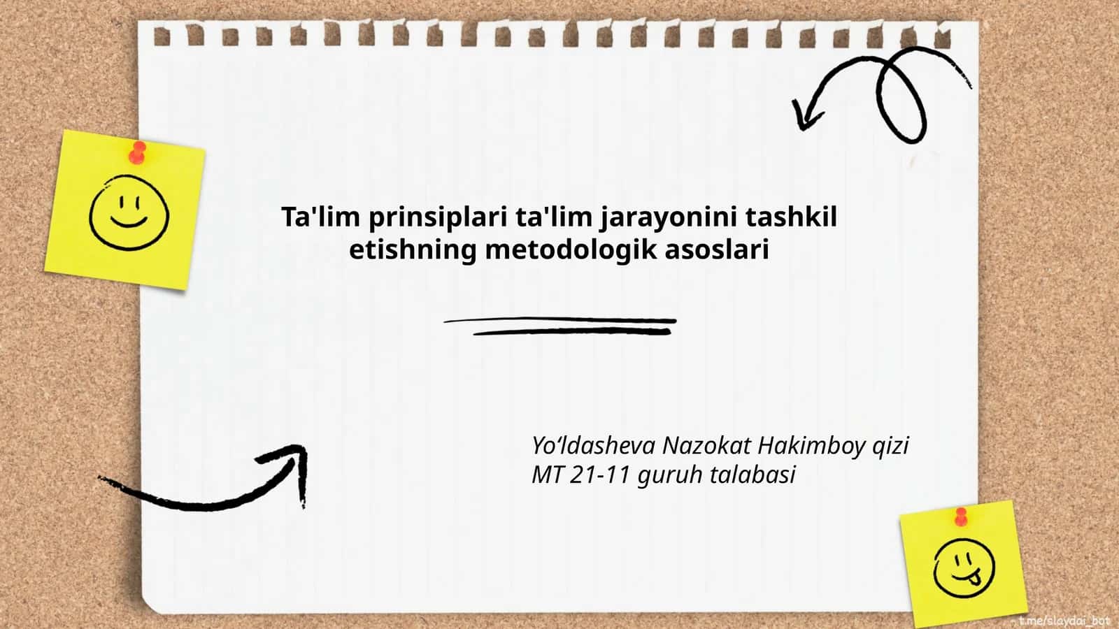Ta'lim prinsiplari ta'lim jarayonini tashkil etishning metodologik asoslari 1
