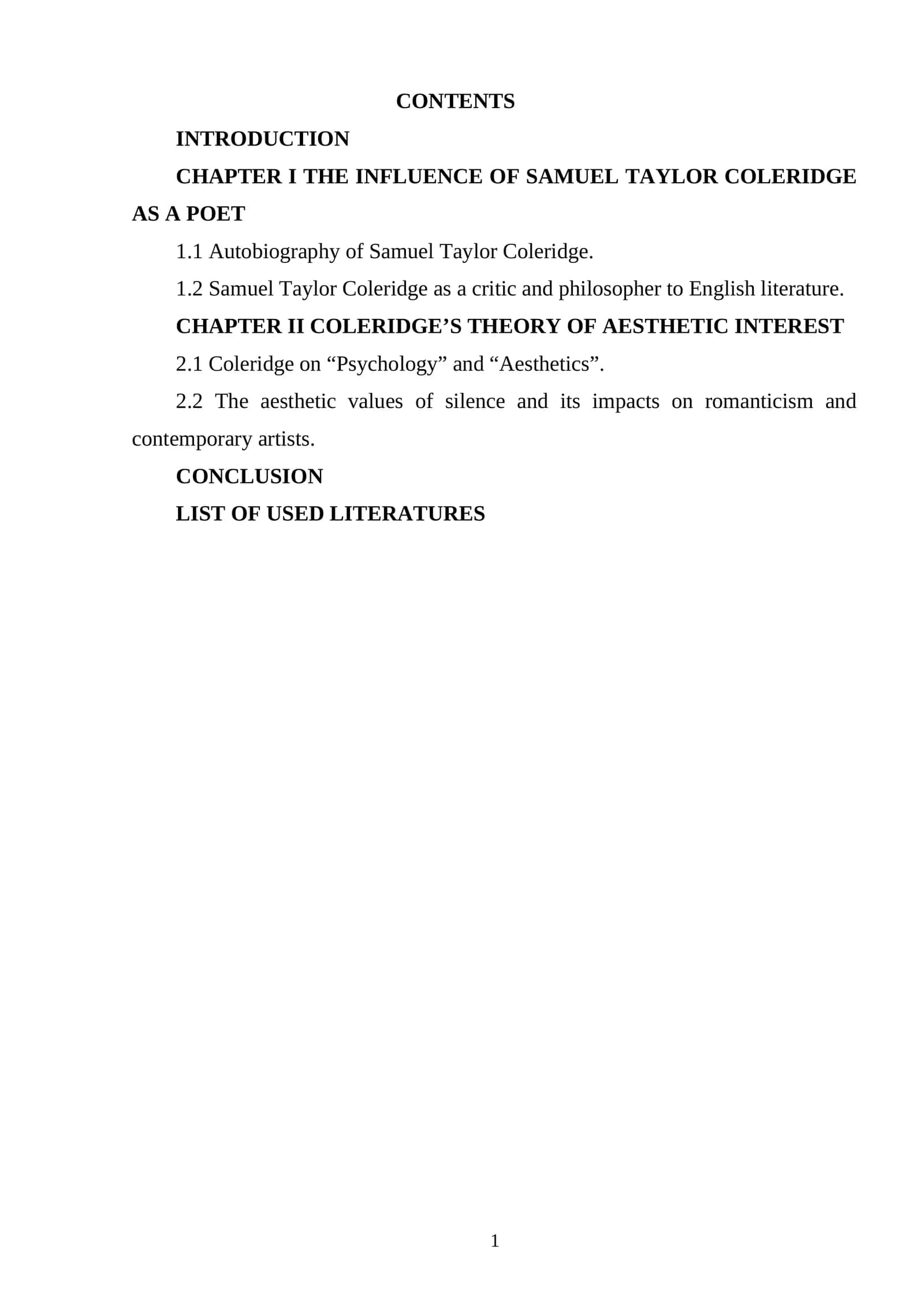 THE INFLUENCE OF SAMUEL TAYLOR COLERIDGE AS A POET 1