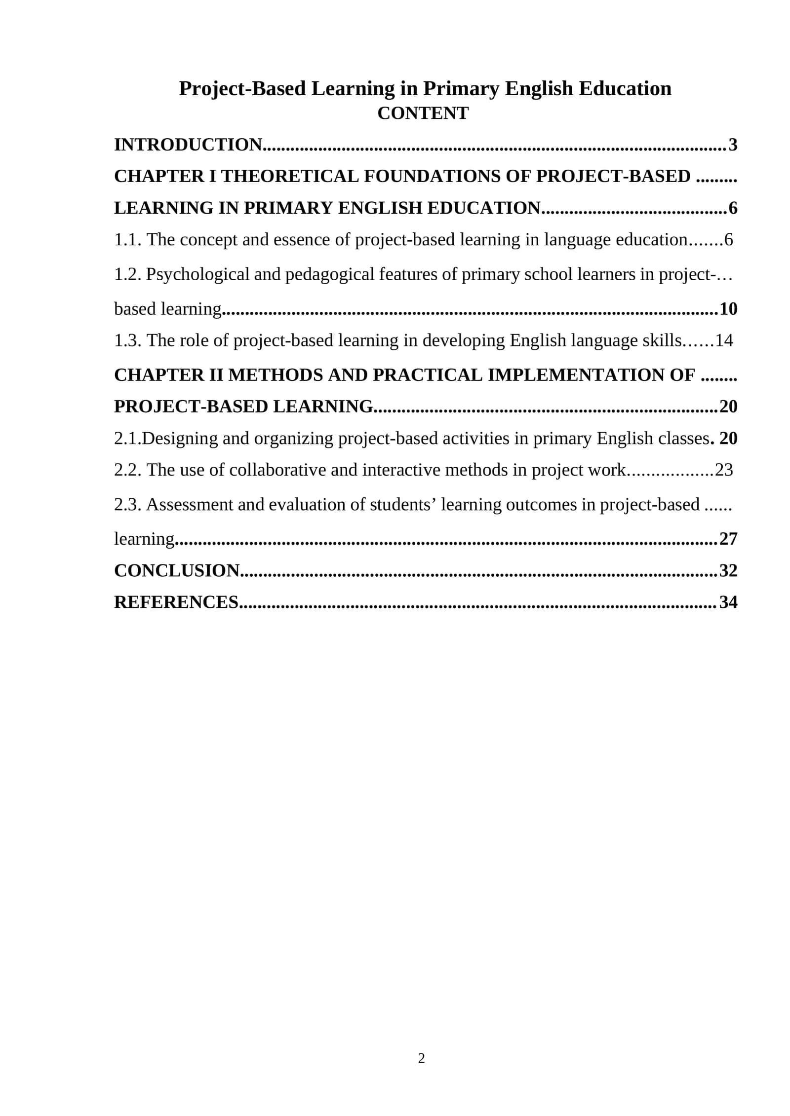Project-Based Learning in Primary English Education 1