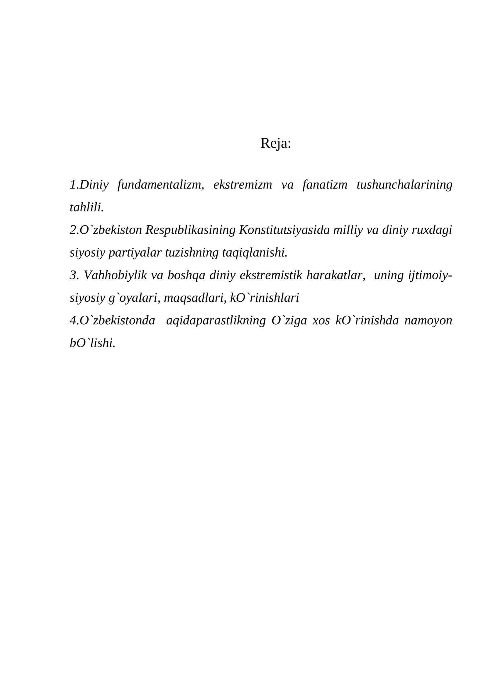 Diniy fundamentalizm, ekstremizm va fanatizm tushunchalarining tahlili 1
