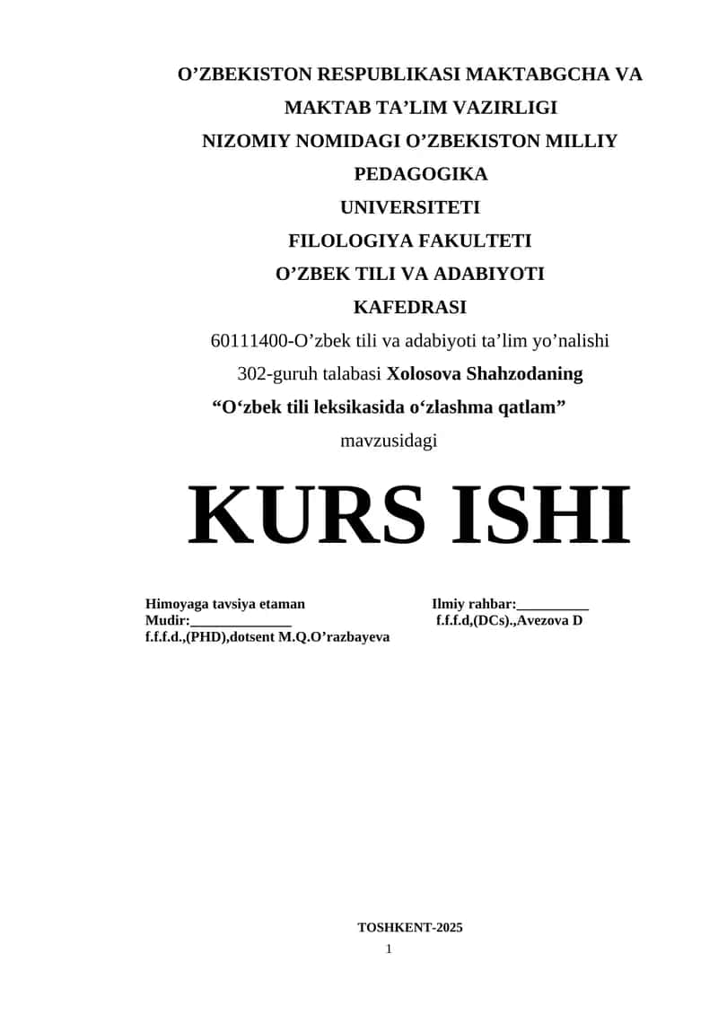 O‘zbek tili leksikasida o‘zlashma qatlam 1