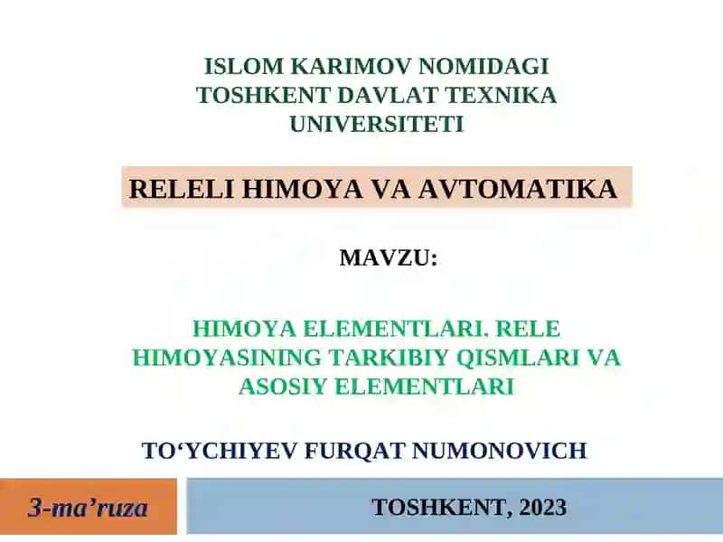 Rele Himoyasi va Avtomatika