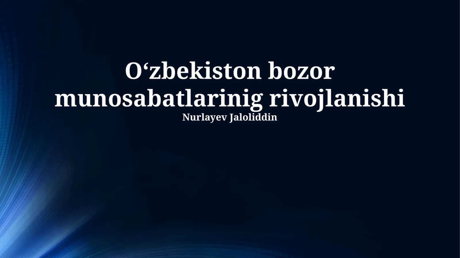 Bozor munosabatlari rivojlanishi 1