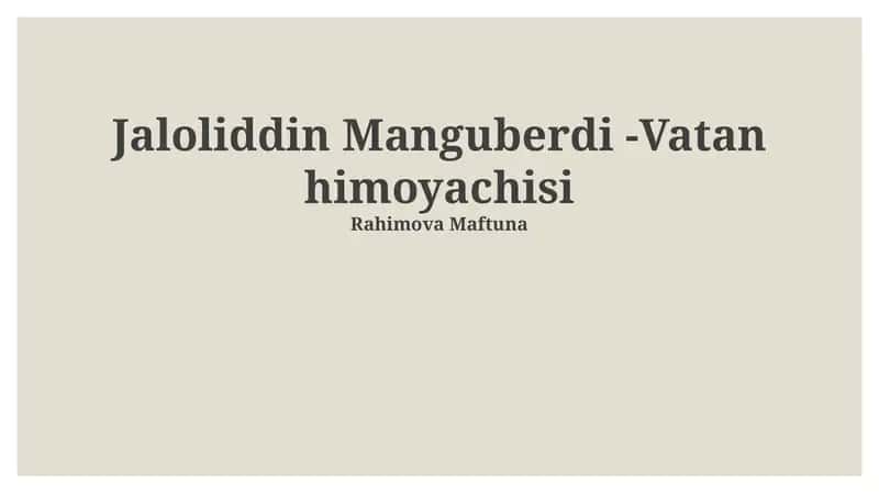 Jaloliddin Manguberdi -Vatan himoyachisi 1