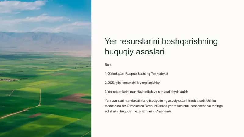 Yer resurslarini boshqarishning huquqiy asoslari 1