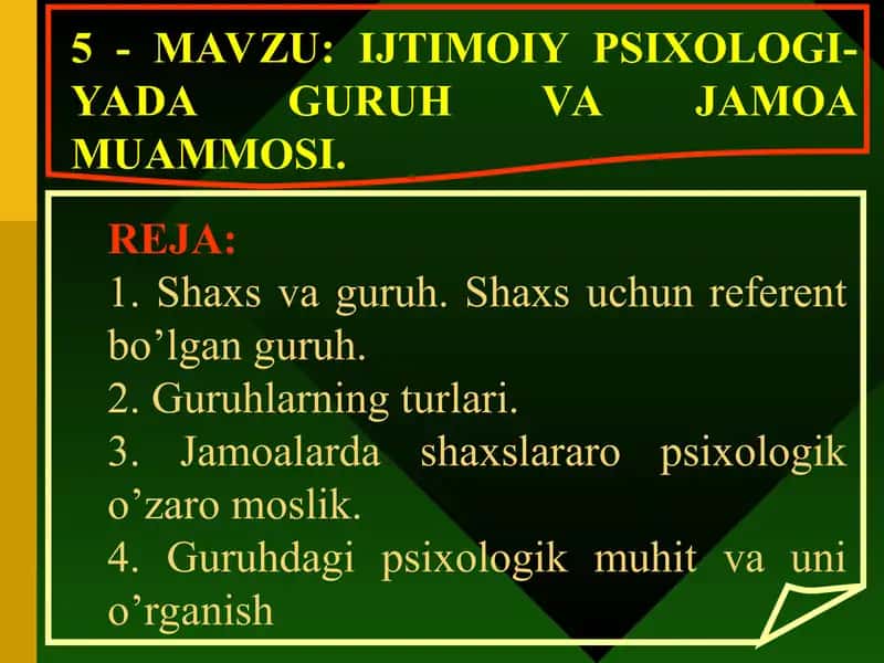 Ijtimoiy psixologiya - yada guruh va jamoa muammosi 1