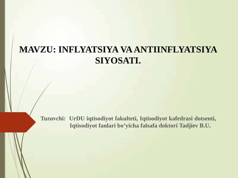 INFLYATSIYA VA ANTIINFLYATSIYA SIYOSATI 1