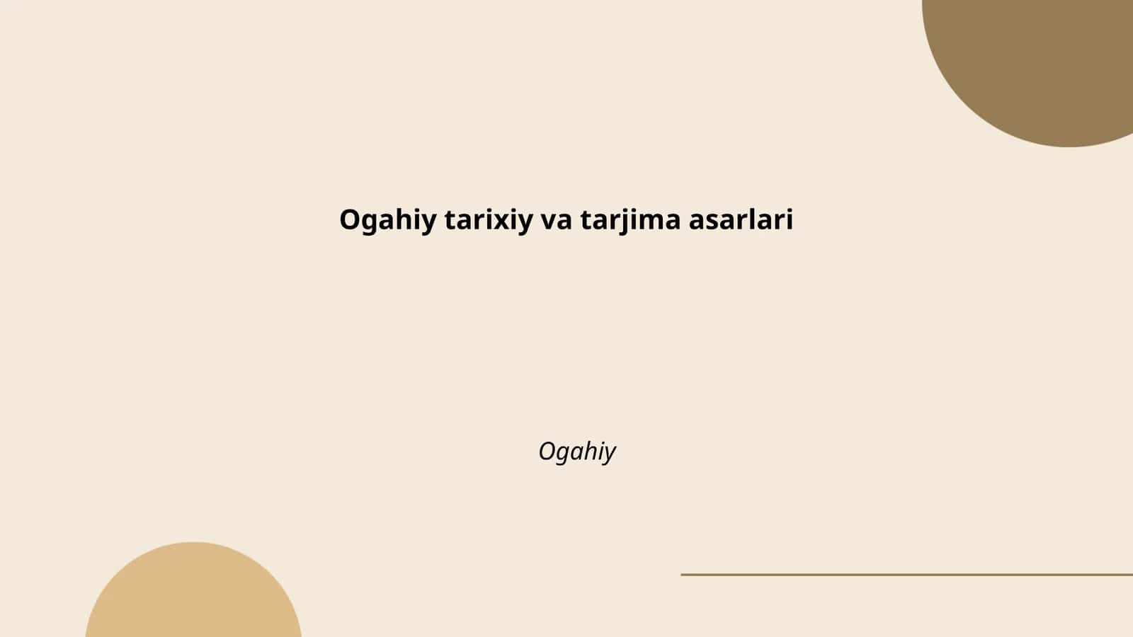 Ogahiy Tarix va Tarjima Asarlari 1