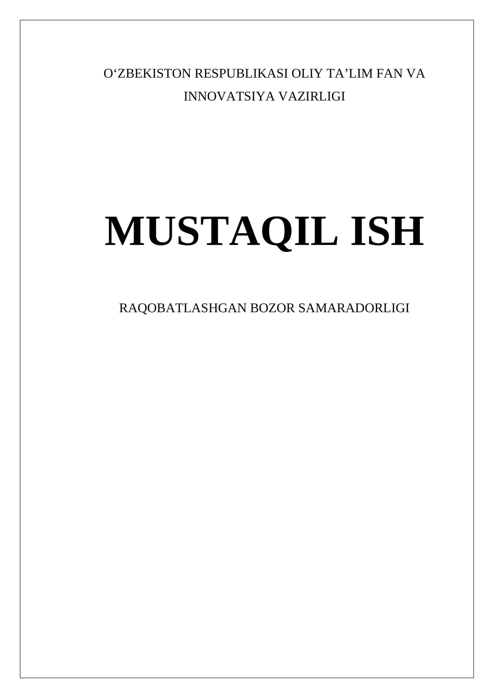 Raqobatlashgan bozorlar samaradorligi 1